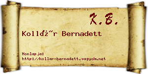 Kollár Bernadett névjegykártya